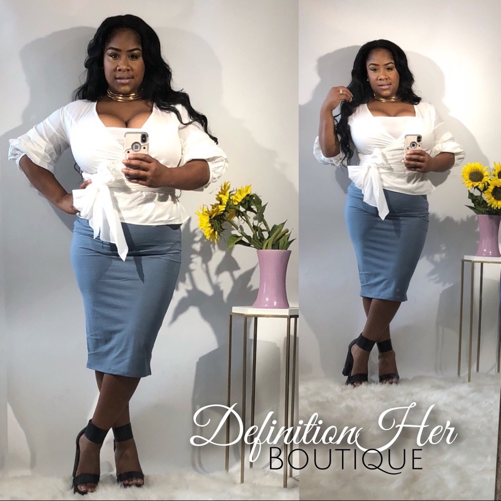 Powder Blue Pencil Skirt